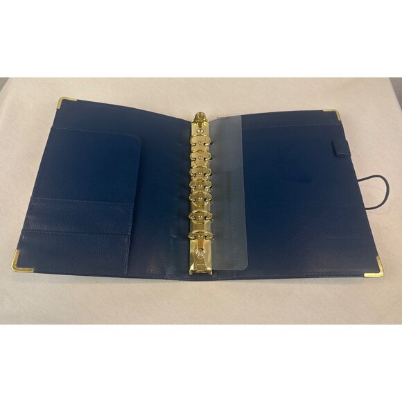 Emily Ley Simplified System Organizer Planner Cover Navy Blue Gold Faux Leather - Picture 6 of 9